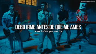 Marshmello Jonas Brothers  Leave Before You Love Me  Español  Lyrics VIDEO OFICIAL HD [upl. by Assirol]