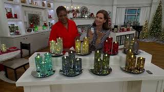 Set of 3 Illuminated Crackle Glass Candles by Valerie on QVC [upl. by Koziel]