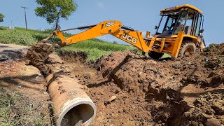 JCB 3DX Excavates Village small Pipe Culvert and Digs for New Big Bridge  JCB  Jcb work [upl. by Finley]