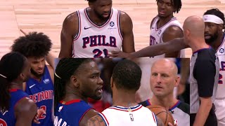 ISAIAH STEWART FIGHTS ENTIRE SIXERS TEAM PUSHES PAT BEV YELLS quotLETS TAKE IT OUTSIDE ME AND Uquot [upl. by Dara]