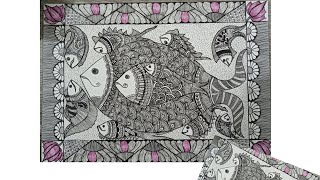 How To Draw Fish Art   Madhubani Painting  Mandala Art   Step by step art for beginnersart [upl. by Abbotsen514]