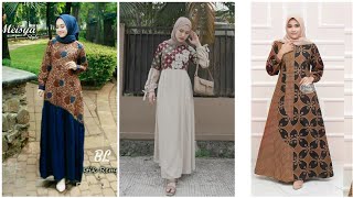 20 Model Baju Gamis Batik Kombinasi Polos Modern Terbaru 20212022 [upl. by Oca]