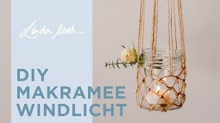 DIY Windlicht im FischernetzLook  einfacher Makramee Knoten  Hochzeitsdeko [upl. by Imeaj]