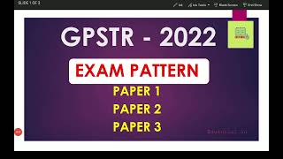 GPSTR exam pattern  GPSTR 2022 [upl. by Fenn]