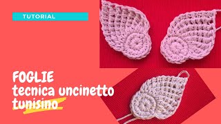 TUTORIAL foglie uncinetto con tecnica tunisina [upl. by Strait600]