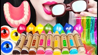 ASMR EDIBLE CRAYON EDIBLE GLASSES 먹는 안경 먹는 색연필 먹방 MUKBANG EATING [upl. by Slade989]