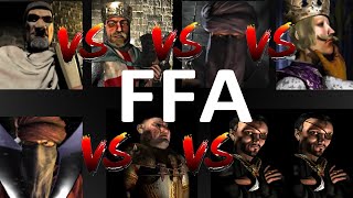 FREDERICK VS LIONHEART VS CALIPH VS PHILIPP VS WAZIR VS PIG VS 2 SNAKES  Stronghold Crusader FFA [upl. by Yenoh265]