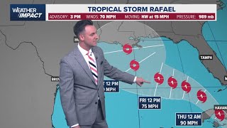 Tropical update KHOU 11 Weather Team tracking Tropical Storm Rafael [upl. by Drauode]