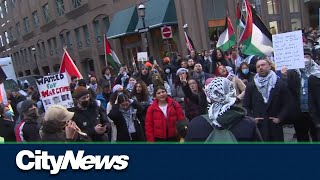 Pro Palestinian demonstration held outside Liberal party fundraising event [upl. by Htesil]