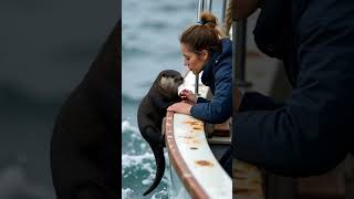 A little sea otter that wants to get on the boat [upl. by Ecyarg619]