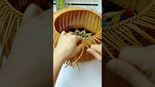 How to craft hand basket with rattan diy rattan handmade [upl. by Alenoel969]