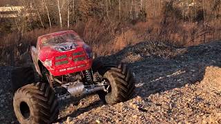 15 Scale 49cc Gas 4WD 80 pound Solid Axle RC Raminator Monster Truck Run  Geared for Torque [upl. by Teteak]