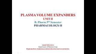 Plasma Volume Expanders [upl. by Aliek]