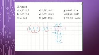 Dzielenie ułamków dziesiętnychklasa 5 [upl. by Llertnom]