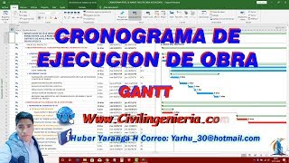 CRONOGRAMA DE AVANCE FÍSICO DE OBRA GANTT  PROJECT 2019 [upl. by Anitsrik556]