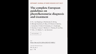 The complete European guidelines on phenylketonuria diagnosis and treatment  RTCLTV [upl. by Lorollas]