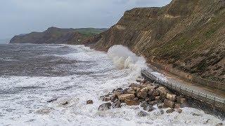 Huge storm waves at West Bay in Dorset  04 Jan 2018 [upl. by Ester]