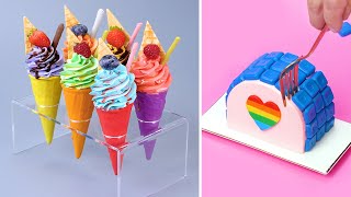 💛💚🤍🧡 Yummy amp Perfect Cake Decorating Tutorials  Most Satisfying Rainbow Cake Decorating Compilation [upl. by Akzseinga]