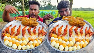 Eating spicy full chicken curry and shrimp curry with rice 🍤 🦐 🦐 [upl. by Omrelliug]