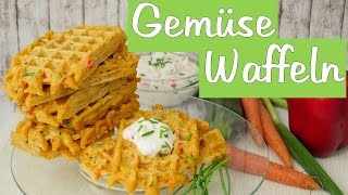 Gemüse Waffeln amp Paprika Dip  Gemüsewaffeln Rezept [upl. by Besnard]