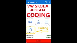 Coding  long coding VW Skoda Audi Seat for 5 EUR  Car Scanner ELM OBD2 app [upl. by Binette]