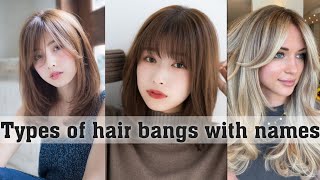 Types of hair bangs with nameshair bangsTHE TRENDY GIRL [upl. by Ahsinert]