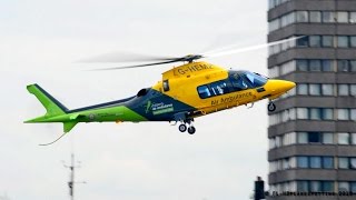 Air Ambulance Agusta A109 Landing amp Backward Takeoff at London Heliport [upl. by Spiegel]