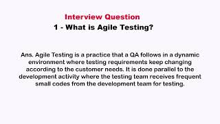 Software testing interview questions Manual testing Agile Methodology [upl. by Bellina746]