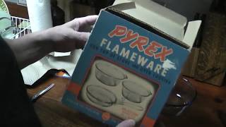 Pyrex Flameware Saucepan Set Unboxing  1940s PRYREX  vintage cookware [upl. by Anaihr]