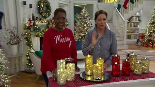 Set of 3 Illuminated Crackle Glass Candles by Valerie on QVC [upl. by Las540]