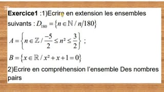 1BAC  EXERCICE CORRIGÉ ENSEMBLE ET APPLICATION SM ET SC EX [upl. by Gine285]