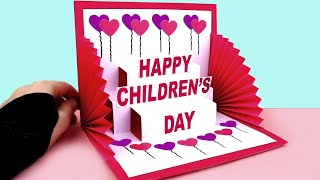 Childrens day card  Handmade Greeting cards Happy Childrens day paper craft  Childrens day card [upl. by Rentschler]