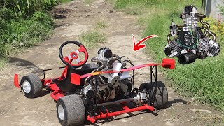 I Turn One Cylinder Engine Into Radial Engine and Turn Into Gokart [upl. by Shuler]