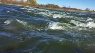 Going through Rapids 13HP Honda Longtail on 14ft Jon Boat [upl. by Estis]