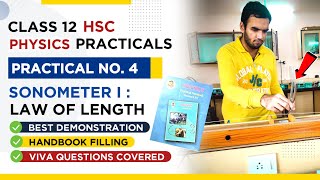 Sonometer Experiment 1 Law of Length  Class 12 Physics Practical 4  Maharashtra HSC Board New [upl. by Aneelak]