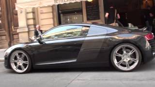 2x Audi R8 R8 V10 Spyder  R8 V8 Coupe driving and walkaround [upl. by Eibba]