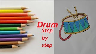 How to draw a Drum step step by step easily using Pencil Color art video SketchforSelfbyAmit24 [upl. by Sherlock601]