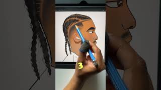 Adding Hair Designs On Procreate💈✂️ shorts digitalart [upl. by Ecienaj]