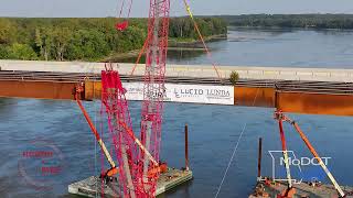 MoDOT Rocheport Last Girder Placement [upl. by Attennek]