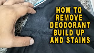 HOW TO REMOVE HARD DEODORANT BUILD UP AND STAINS IN CLOTHES  Travel Essential Tips and Tricks [upl. by Karlis307]