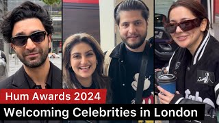 Celebrities arriving in London for HUM Awards 2024  Hania Aamir Mahira Khan Ahad Raza Mir [upl. by Banwell]