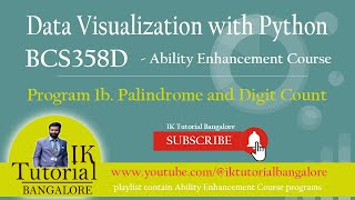 1b Palindrome and Count Occurrences of Each Digit  Data Visualization with Python  VTU AEC Lab [upl. by Nivri367]