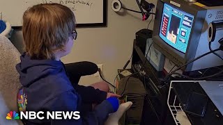 13yearold meets Tetris creator after beating original game [upl. by Ahsieyn]