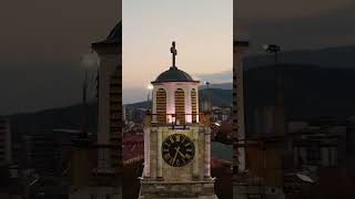 Tower clock Bitola autumn travel drone dji landscape [upl. by Lumbye]