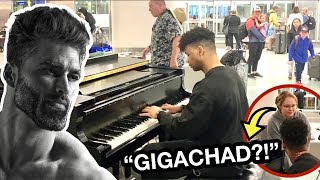 Playing GIGACHAD THEME in PUBLIC TIKTOK MEMES [upl. by Pollux]