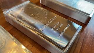 Scottsdale Mint Silver 100 Oz Bars 500 Ounces Reviewed [upl. by Rudie]