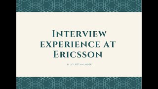 Interview Experience at Ericsson  All questions and their answers  HR and PI rounds  IT Jobs [upl. by Hollie118]