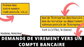 Rédiger une DEMANDE DE VIREMENT VERS UN COMPTE BANCAIRE │Lettre au Quotidien [upl. by Emoryt364]