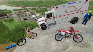 Rescue team saves stuntman trapped on mountain  Farming Simulator 22 [upl. by Arella]