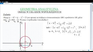 Okrąg w układzie współrzędnych 2 matematyka maths maturazmatematyki geometry circle [upl. by Gough]